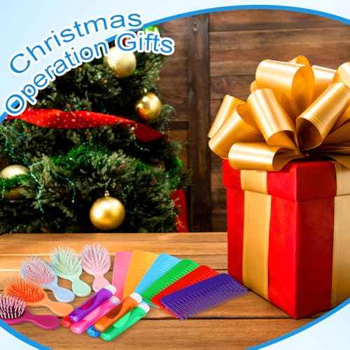 72 Pcs Operation Christmas Items Mini Hair Brush Wide Tooth Combs Travel Toothbrush Bulk for Women and Men Small Soft Foldable Tooth Brushes with Case for Hotel, Shelter, Homeless, Charity