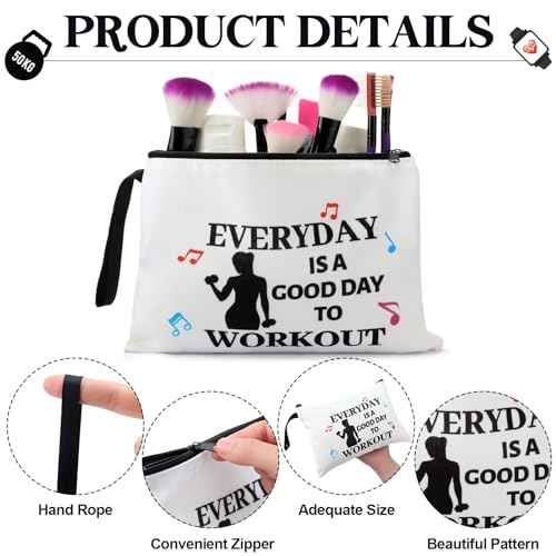8 Pcs Workout Cosmetic Bags Workout Gifts Funny Sports Lover Gym Gifts Gym Fitness Makeup Bags for Women Body Builder Zipper Pouch for Fitness Bodybuilding Lovers