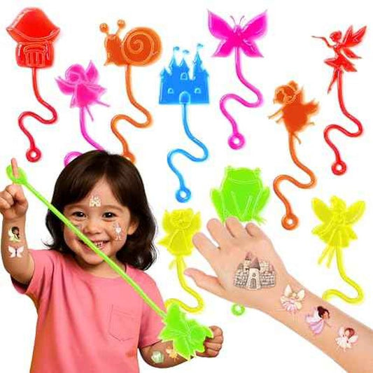 48PCS Fairy Party Favors - 24PCS Fairy Temporary Tattoos & 24PCS Fairy Stick Hands - Perfect Birthday Favors, Goodie Bag Stuffers, Treasure Box Toys, Classroom Prizes, and Student Gifts