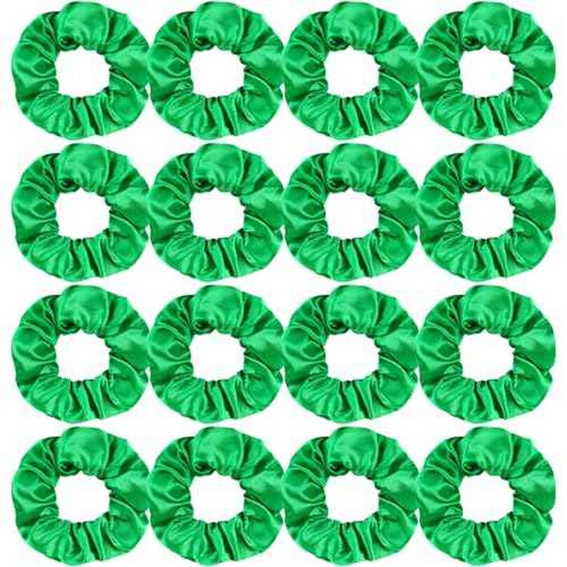 16 Pcs Satin Green Scrunchies Bridesmaid Proposal Gifts Hair Ties Scrunchies for Women Girls Bachelorette Party Favors (green)