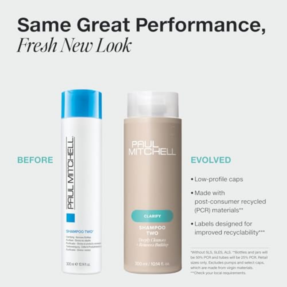 Paul Mitchell Shampoo Two, Clarifying Shampoo, Deep Cleanses + Removes Buildup, For All Hair Types, Especially Oily Hair, 33.8 fl. oz.