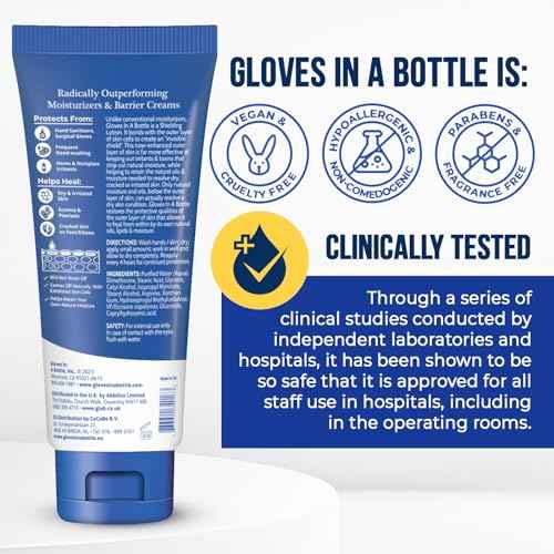 Gloves In A Bottle Psoriasis Eczema Relief Hand Lotion Travel Size - Shielding Lotion for Women, Men, 6 months old or older babies - Cracked Hands Repair Cream - 3.4 oz