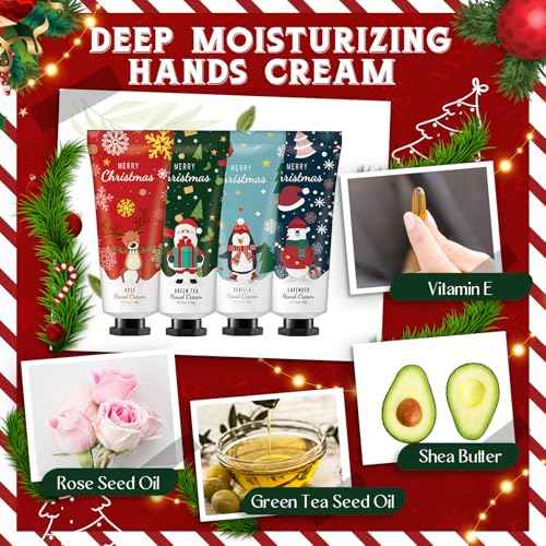 24 Christmas Hand Cream Gift Set Christmas Stocking Stuffers Hand Cream Travel Size Care Cream Bulk Mini Hand Lotion for Dry Cracked Hands Employees Colleagues Teacher Gifts