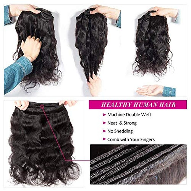 Flady Hair 10A Brazilian Body Wave Virgin Hair 3 Bundles 14 16 18inch Unprocessed Virgin Human Hair Weave Bundles Natural Black Remy Hair