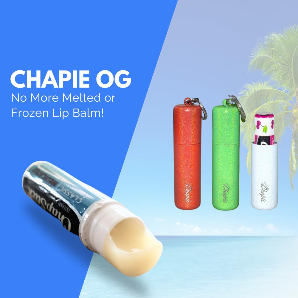 Chapie OG | Vacuum Insulated Lip Balm Keychain Holder, Prevents Melting & Messes | 3-Pack (Santa's Choice)