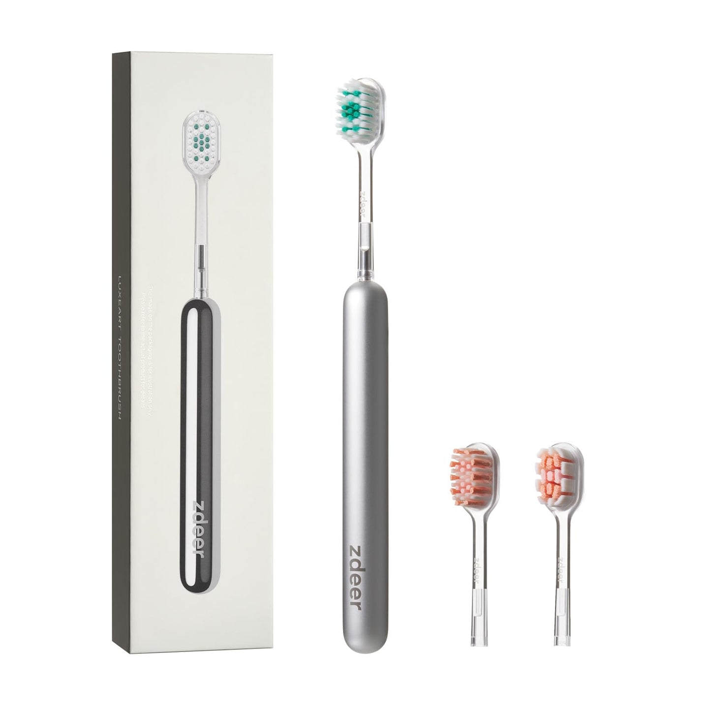 ZDEER Pro Manual Toothbrush for Adults with Sensitive Gums, Upgraded Full Metal Handle, Premium Durable Texture, 3 Multi-Function Replaceable Heads, Eco-Friendly Reusable Portable Travel Design
