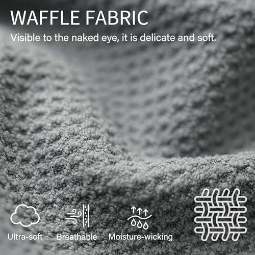 2 Pack Microfiber Hair Towel Wrap for Women, 32" x 11" Waffle Weave Hair Plopping Towel for Curly, Long & Thick Hair, Anti-Frizz Hair Turbans for Wet Hair (Pink, Grey)