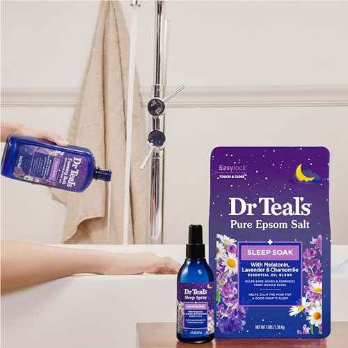 Dr Teal's Pure Epsom Magnesium Salt Soak, Sleep Blend with Melatonin, Lavender & Essential Oils, 3 lb (Pack of 4)
