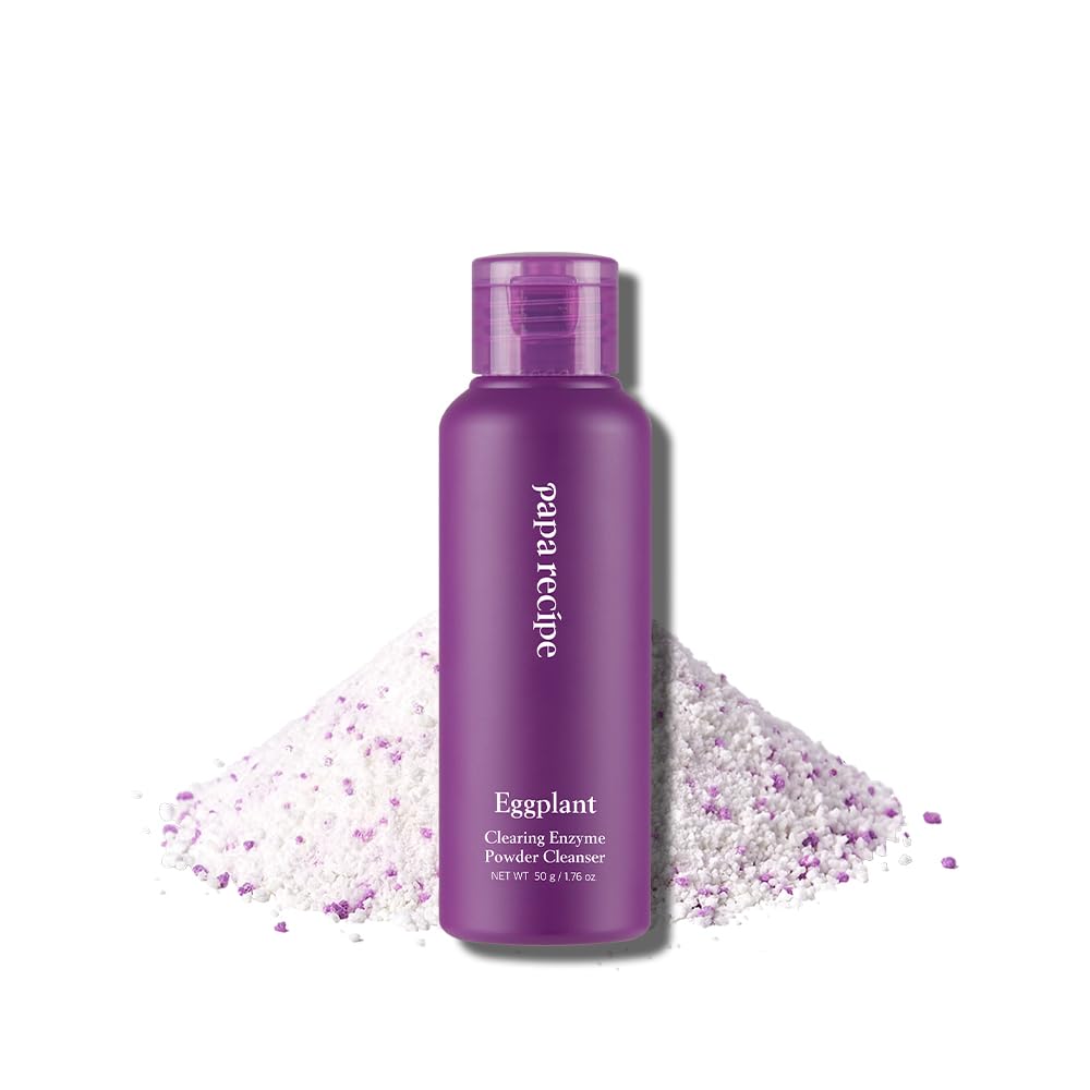 Papa Recipe Eggplant Enzyme Powder Cleanser (1.7oz/50g) – Travel-Friendly Korean Enzyme Powder-to-Foam Face Wash, Oil-Moisture Balance, Hydrating, Gentle Exfoliation, Smooth Texture & Pore Care