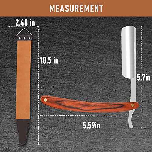 Straight Razor With Strope - Professional Straight Edge Barber Premium Stainless Steel Shaver With Shaving Strop for Men Home & Salon Grooming Using (NO.147)
