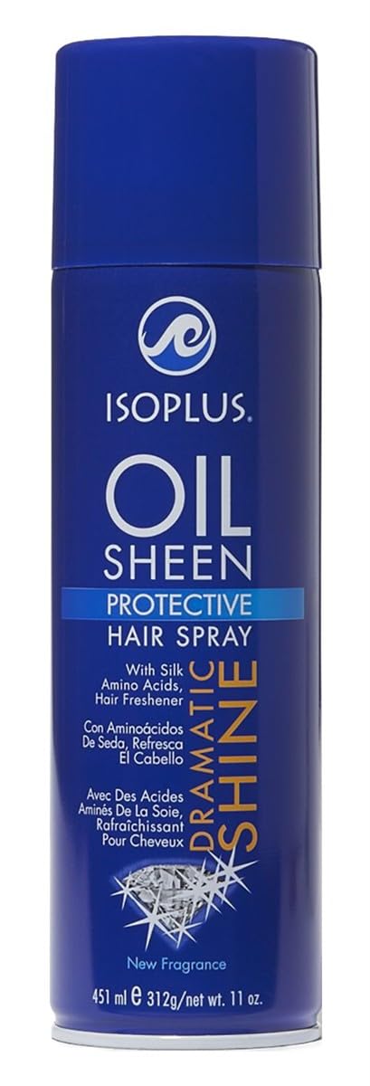 Isoplus Oil Sheen Hairspray - 11oz Aerosol Spray for Shine & Moisture | 6 Pack