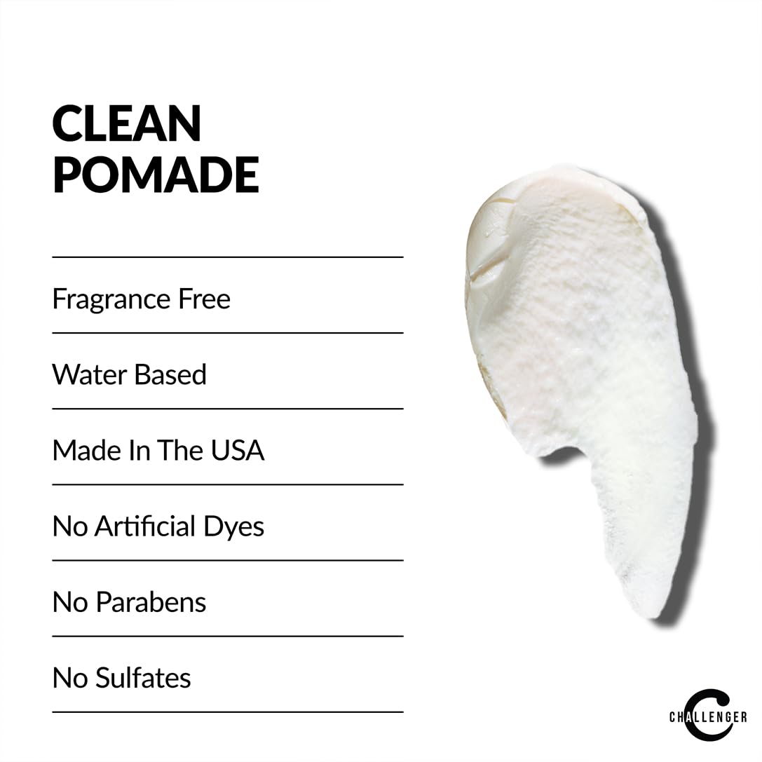 Challenger Fragrance Free Cream Pomade | Non-Comedogenic Styling Product | Unscented Hair Gel | Medium Firm Hold & Clean Ingredients | 1.5oz