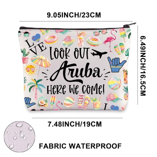 JNIAP Aruba Makeup Bag Aruba Trip Gifts Aruba Vocation Gifts Aruba Travel Bag Aruba Souvenir Aruba Toiletry Bag (Look Out Aruba)