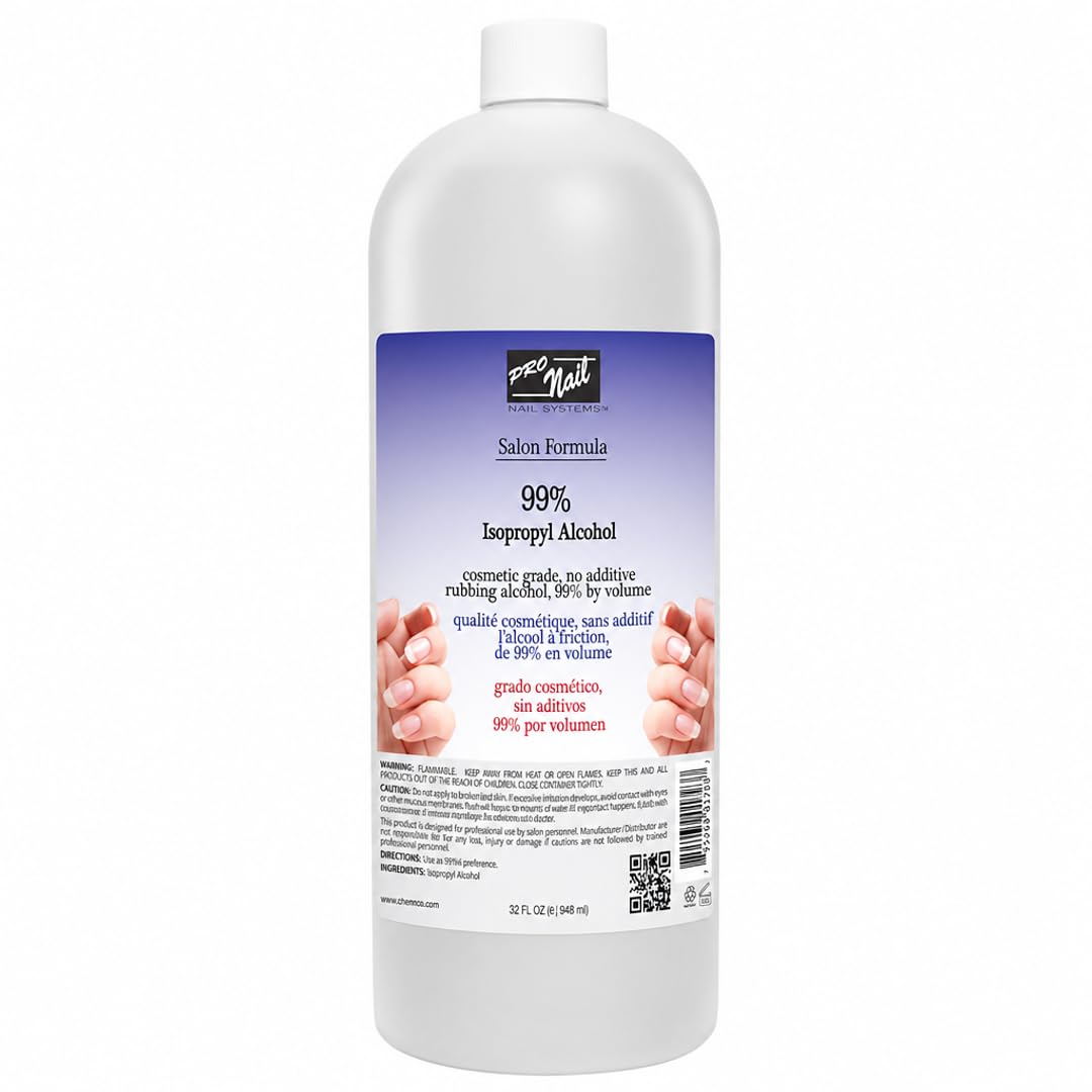 PRONAIL Nail Prep & Cleanser – 99% Isopropyl Alcohol Nail Dehydrator & Gel Cleanser | Chip-Free Adhesion for Gel & Acrylic | Professional Salon & At-Home Use | Made in USA | 32 oz