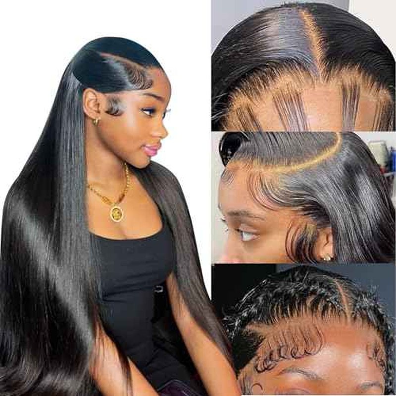 28 Inch 13x6 Lace Front Wigs Human Hair 220 Density Straight Lace Front Wigs Human Hair 15A Grade Brazilian Virgin HD Transparent Lace Frontal Wigs Human Hair for Women Glueless Wigs Pre Plucked