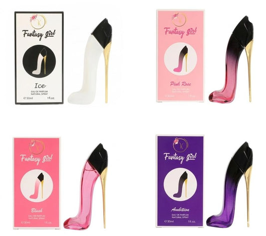 Viaan Krishna Fantasy Girl Mini High Heel 4-Piece Perfume Set for Women – Ice, Pink Rose, Blush, Ambition – 30ml (1 fl.oz.) Each
