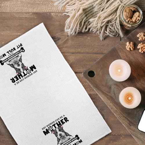 Pitbull Kitchen Towels Set - Decorative Hand Dish Tea Towels for Women, Mom Gifts - Beware Dog Design 16x24 Inch
