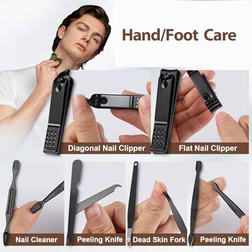 Manicure Set 10 in 1 Mens Gifts Nail Clipper Kit Travel Nail Set for Men and Women, Mens Nail Grooming Kit Birthday Thanksgiving Day Gifts for Him Her Boys Girls Husband Boyfriend