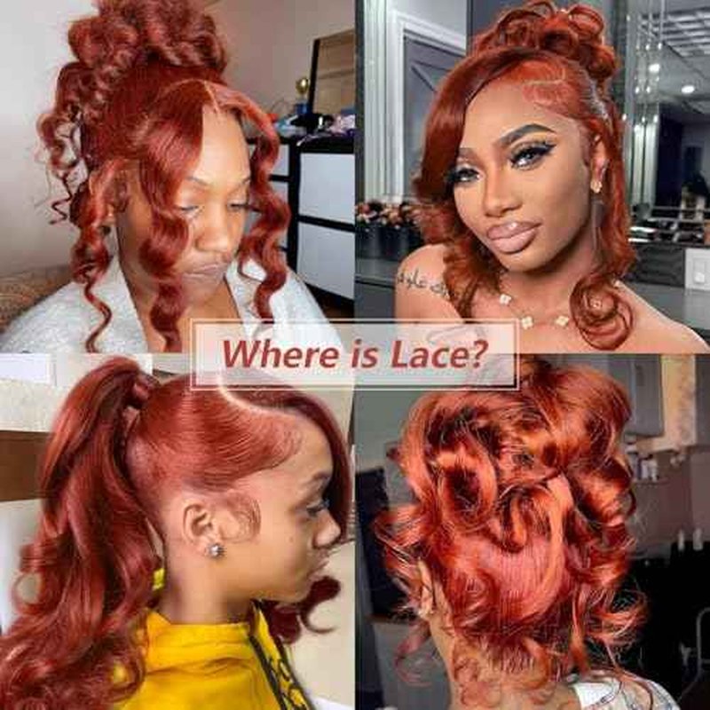 Reddish Brown 360 Body Wave Lace Front Wigs Human Hair 200% Density Pre Plucked Ginger Brown Human Hair Lace Front Wigs HD Transparent 360 Lace Frontal Colored Wigs Human Hair for Women 24 inch