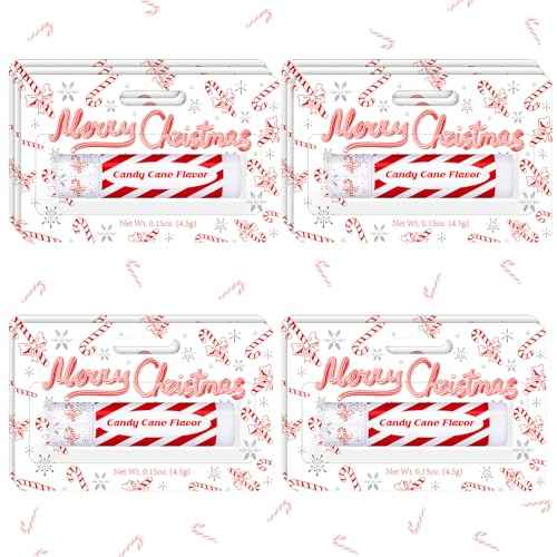 30 Pack Christmas Candy Cane Peppermint Lip Balms Bulk Peppermint Flavor Scented Lip Balms Favors Christmas Party Gifts Stocking Stuffers for Women Men Staffs Employee Coworkers Homeless