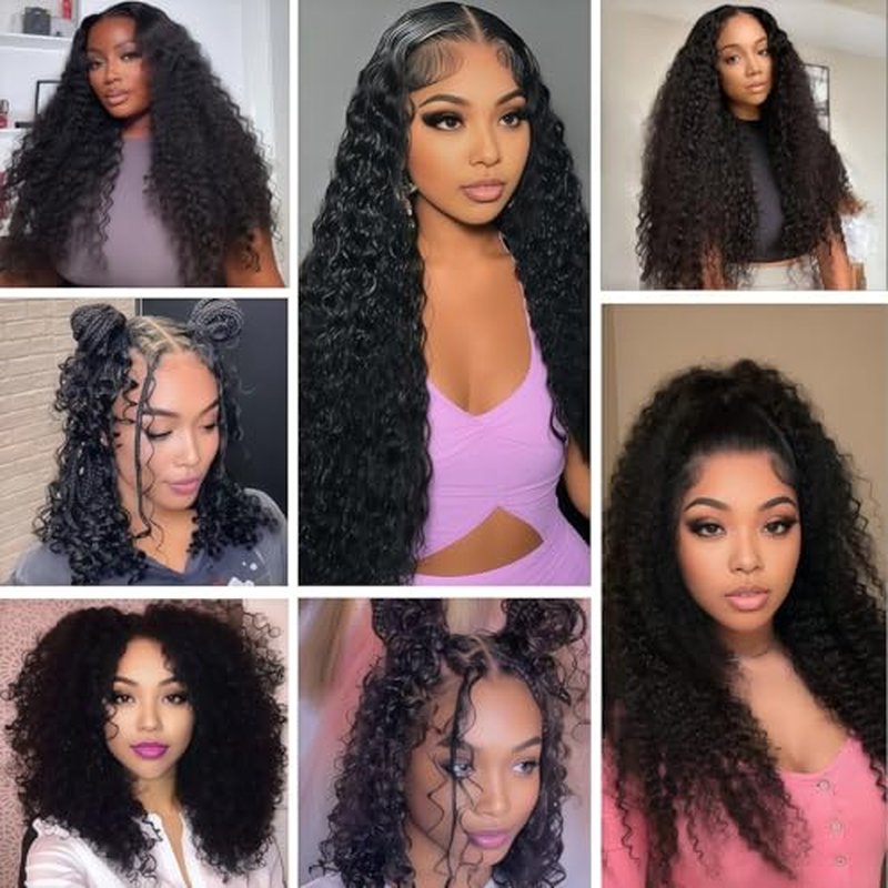 Water Wave Human Hair Bundles 12 14 16 Inch Black 3 Bundles Deals for Black Women Virgin Human Hair 12A Double Weft Quick Brazilian Hair Weave