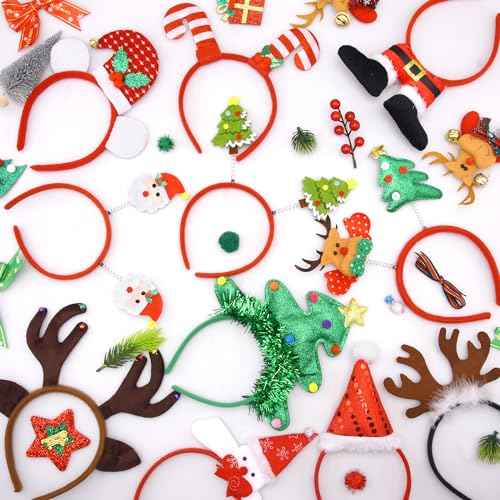 BQTQ 15 Pieces Christmas Headbands Party Hats Headbands for Christmas Holiday Favour