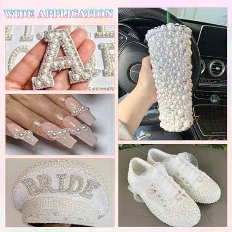 13500Pcs Flatback Pearls for Bedazzling (White) with B7000 Jewelry Glue, Assorted Size 2/3/4/5/6/8/10mm Half Pearl, Bedazzling Gems for Crafting Clothing Tumbler Shoes Embellishment Nail Art