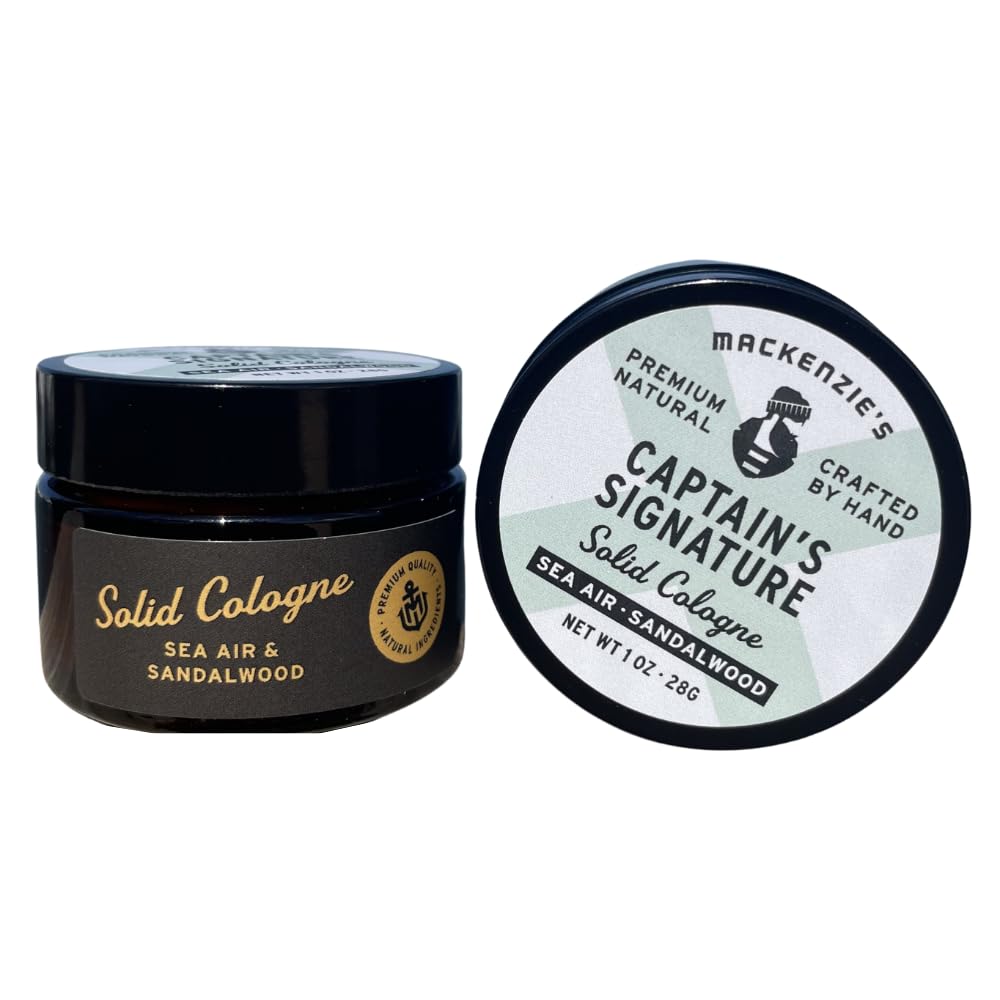 MACKENZIE'S Captain's Signature Solid Cologne - Holiday Gifts for Fisherman - Christmas Gifts for Men - Stocking Stuffers - Natural Cologne - Sea Air & Sandalwood Scented - 1 OZ