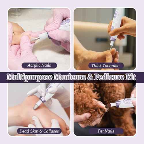 PELCAS Electric Toenail Grinder for Thick Toenails, Cordless Nail Drill, 5 Speeds Manicure and Pedicure Kit with LED Light, Electric Nail File for Human, Pet, Thick Toenails, Natural & Acrylic Nails