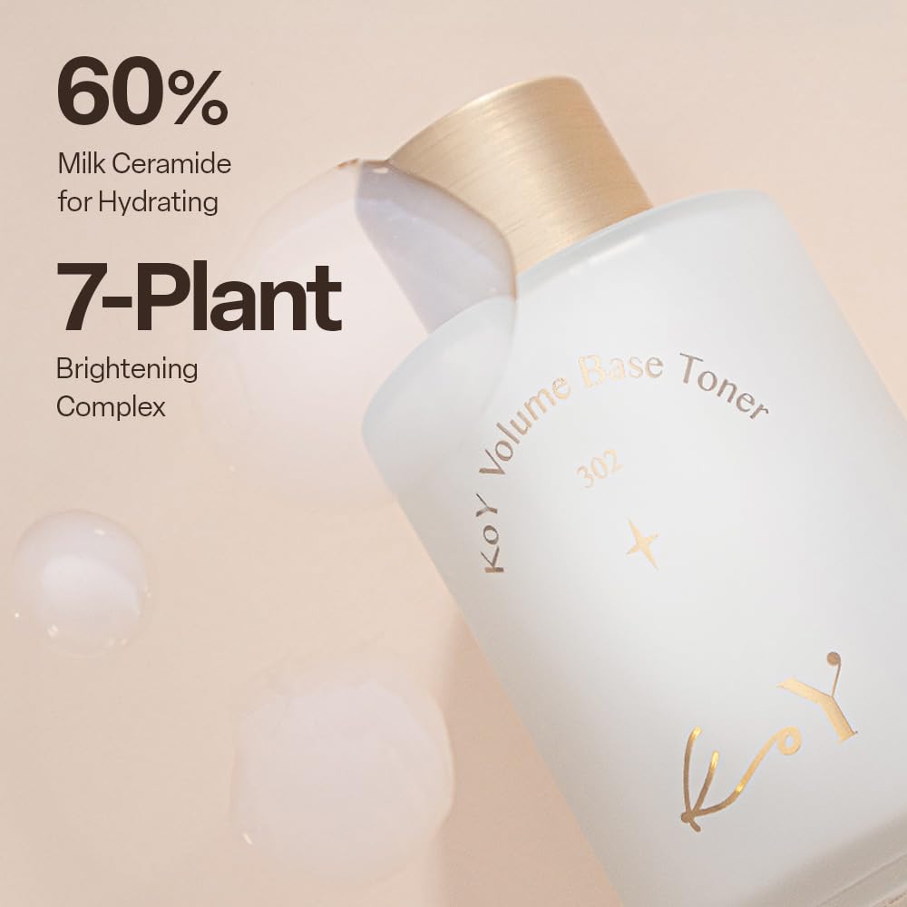 KOY Volume Base Toner, Hydrating and Mild Skin Barrier with Milk Ceramide Complex & Niacinamide, Daily Facial Milky Toner for Soothing & Moisturizing, Supple Glass Skin, 3.38 fl oz