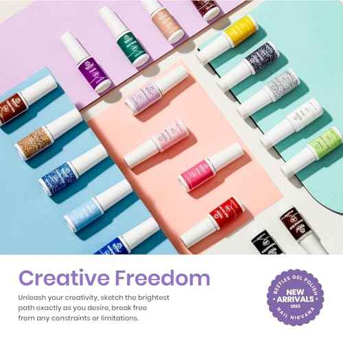 Beetles French Tip Gel Liner Nail Polish Set- 20 Colors Nail Art Polish Brown Glitter Pink Blue White Red Purple Swirl Gel Nails Polish Nails Art Painted Build in Thin Brush Manicure Gifts for Women