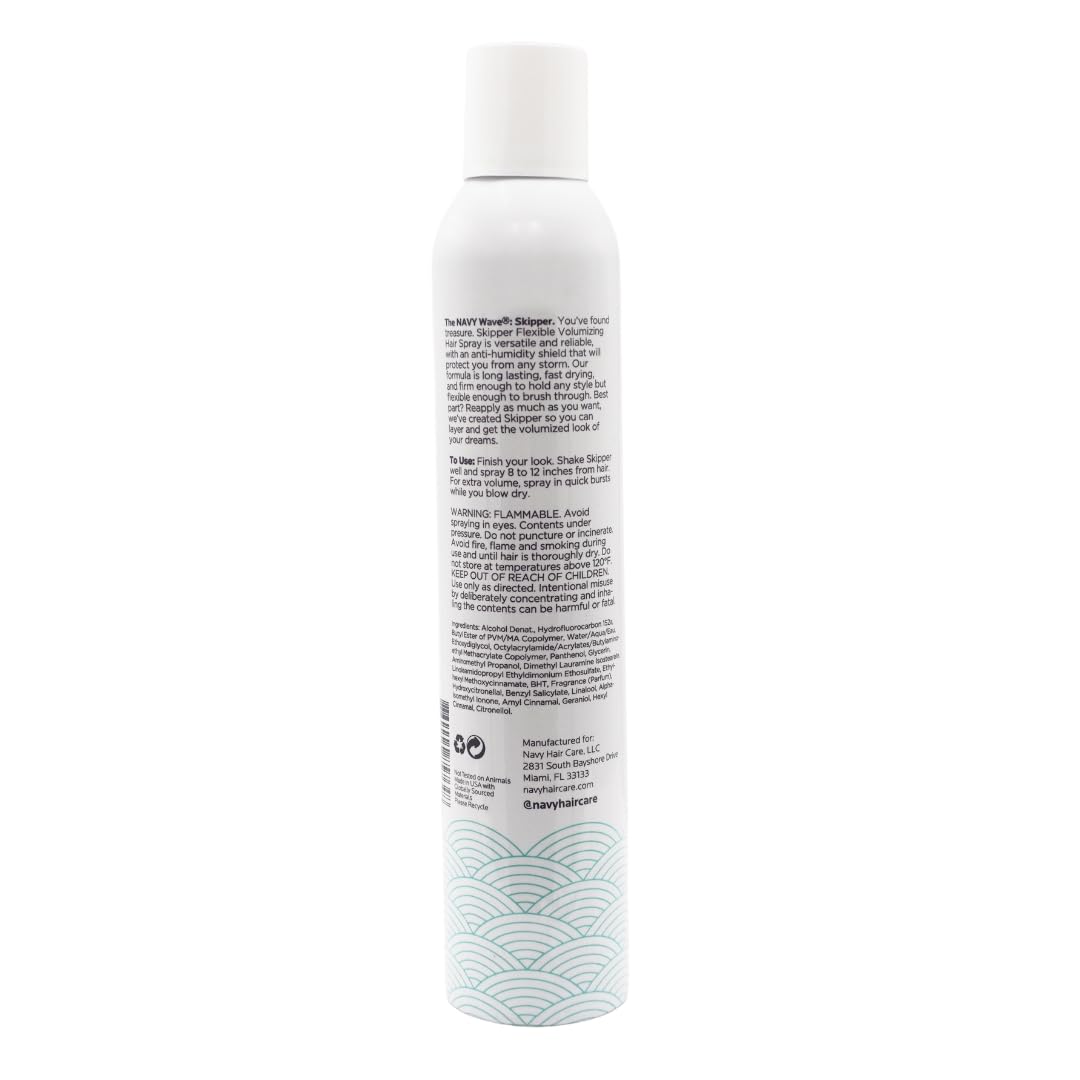 NAVY HAIR CARE Skipper Thickening and Volumizing Hair Spray | Flexible Hold with Buildable Volume for Fine, Thin Hair | Brushable Finish, Humidity Resistant, Fast-Drying | 10 Oz