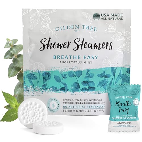 Gilden Tree Essential Oils Shower Steamers 100% Pure Eucalyptus Mint Long Lasting, Individually Wrapped, Spa Stress Relief Gifts for Women Made in USA