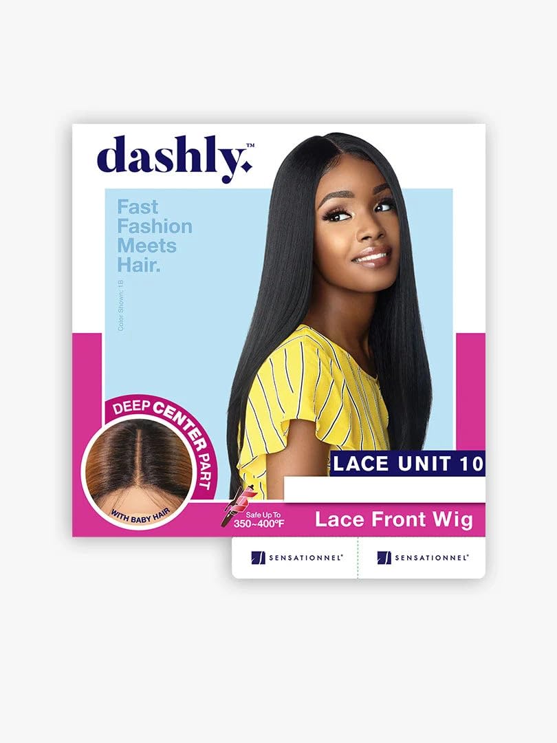 Sensationnel Dashly Lace Front Wig - Unit 10 Hand-Tied Synthetic Hair | Ear-to-Ear Lace Parting (1B Off Black)