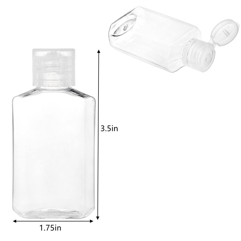 Frcctre 60 Pack 2 Oz Empty Clear Plastic Travel Bottles, Portable Refillable PET Bottles with Flip Top Caps, Travel Size Containers for Hand Sanitizer Shampoo Lotion Toiletry