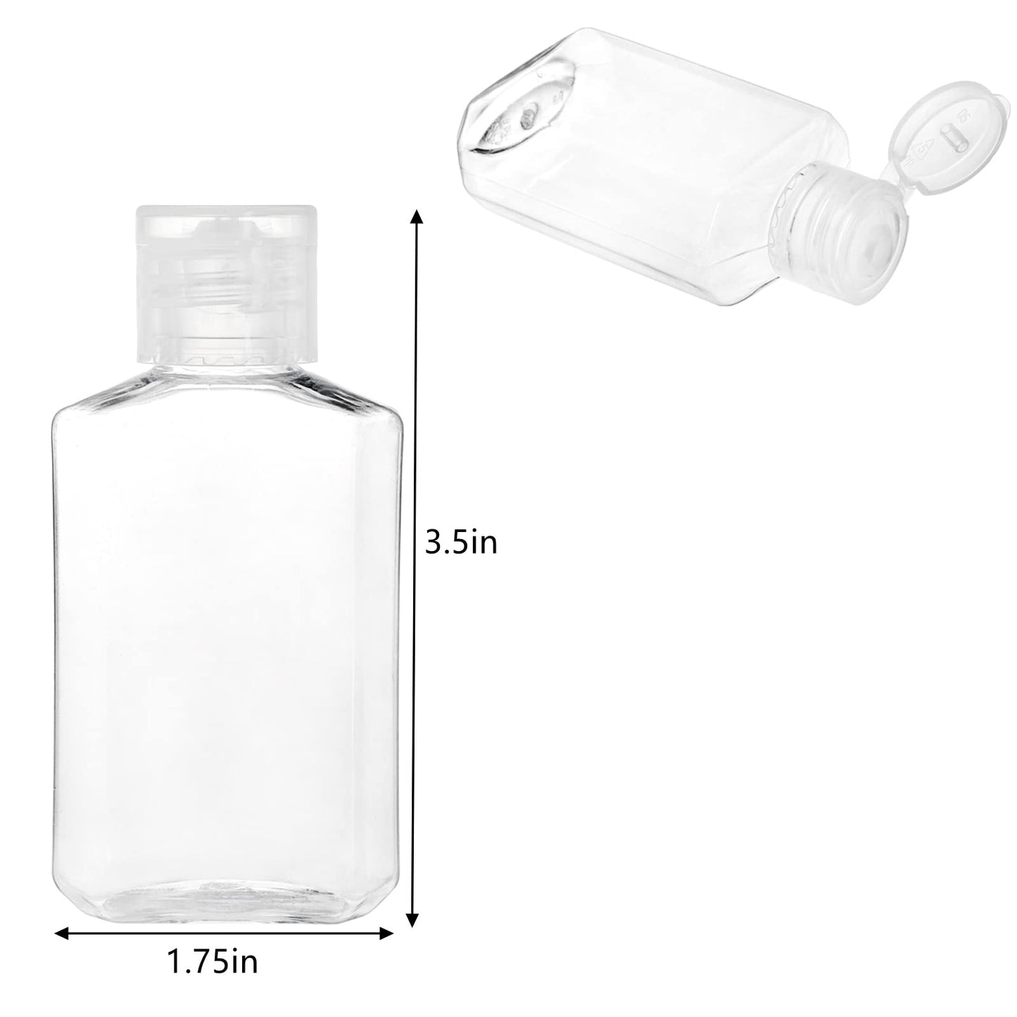 Frcctre 60 Pack 2 Oz Empty Clear Plastic Travel Bottles, Portable Refillable PET Bottles with Flip Top Caps, Travel Size Containers for Hand Sanitizer Shampoo Lotion Toiletry