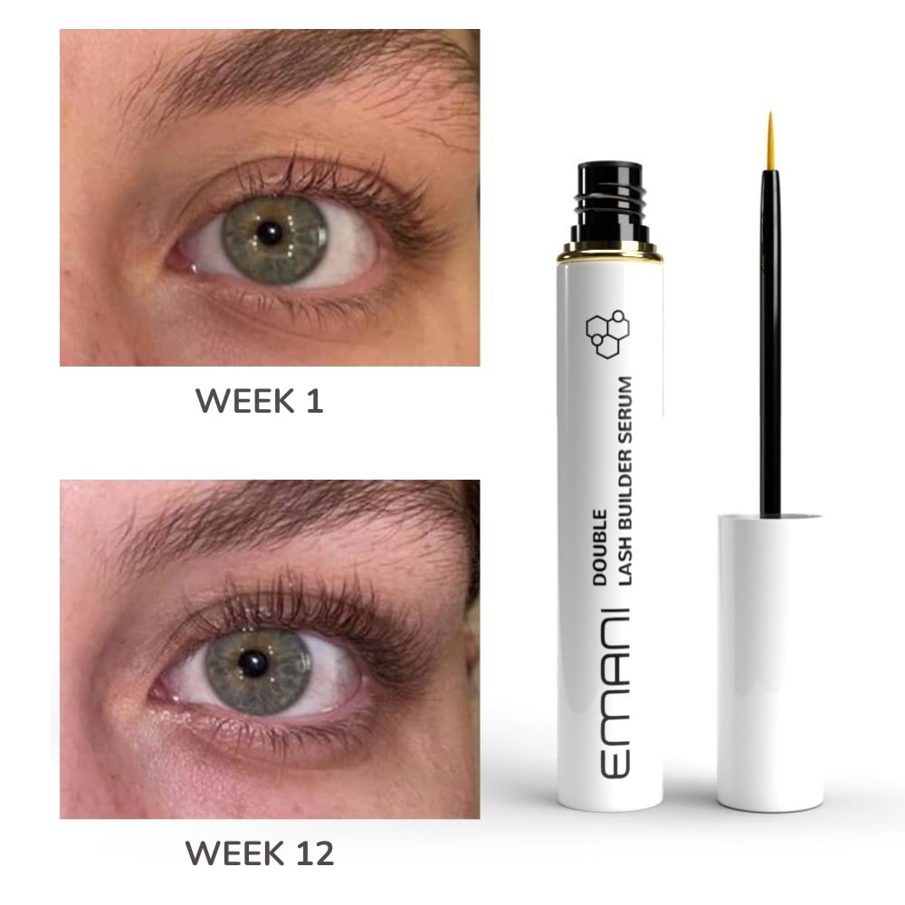 EMANI Eyelash Growth Serum by Emani - Clinically Tested for Longer, Thicker, Fuller Lashes in 6–8 Weeks - Hexapeptide, Biotin & Ginseng Formula, Safe for Extensions, 0.10 Fl. Oz.