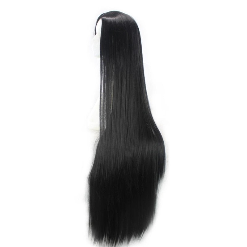 47'' 120cm Long Straight Black Wigs for Women Middle Part Synthetic Straight Black Wig Natural Heat Resistant Black Hair Wig No Bangs for Halloween Costumes Cosplay Party Daily Use