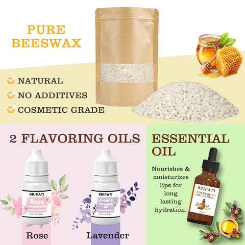 DIY Lip Balm Making Kit for Adults to Make Your Own Moisturizing Lip Balms with Natural Beeswax, Lip Base Oil, Essential Oil, Empty Lip Balm Tubes Jars, Birthday Christmas Mother¡¯s Day Gift