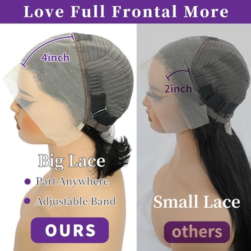 LICHANG Bob Wigs Human Hair 13x4 Lace Front Wigs Human Hair 180% Density Short Straight Frontal Bob Wigs 10 Inch