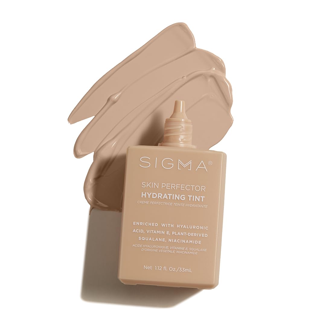 Sigma Beauty Skin Perfector Hydrating Tint (2 - Light Beige Tint) — Skin Tint Foundation for Lightweight, Buildable Coverage, With Hyaluronic Acid, Niacinamide Serum, and More