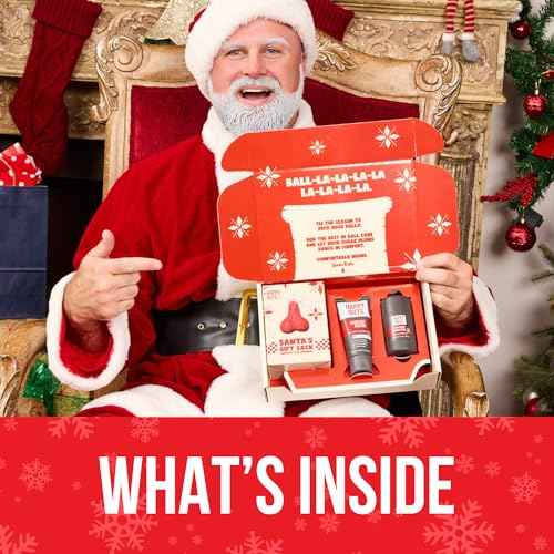Happy Nuts Holiday Anti Chafing Deodorant Festive Essentials Bundle Kit - Perfect Men's Gift for Christmas - Includes Anti Chafing Comfort Cream Deodorant, Chafe Stick & Cheeky Ornament