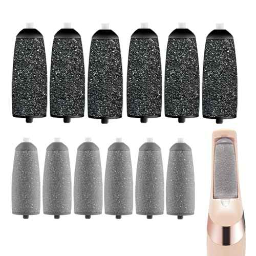 12 Pack Replacement Roller for Flawless Pedi, Replacement Head Refills Compatible with Finish Touch Flawless Pedi Electronic Tool File,6 Extra Coarse & 6 Regular Coarse