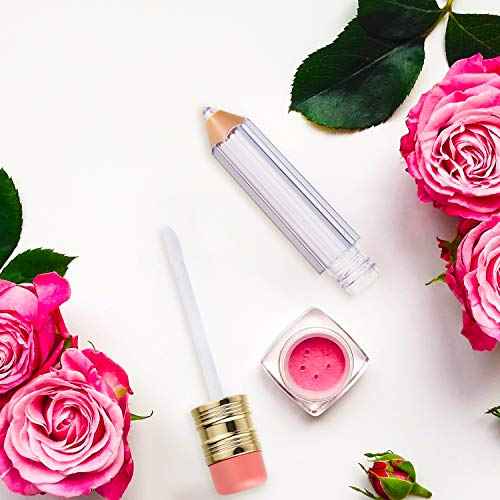 Blulu 24 Pcs 5 ml Empty Pencil Lip Gloss Tubes Bulk, Pencil Shaped Lip Gloss Containers Clear Mini Refillable Lips Balm Tubes DIY Cute Teacher Appreciation Gift for Women Girls Teacher Christmas Gift