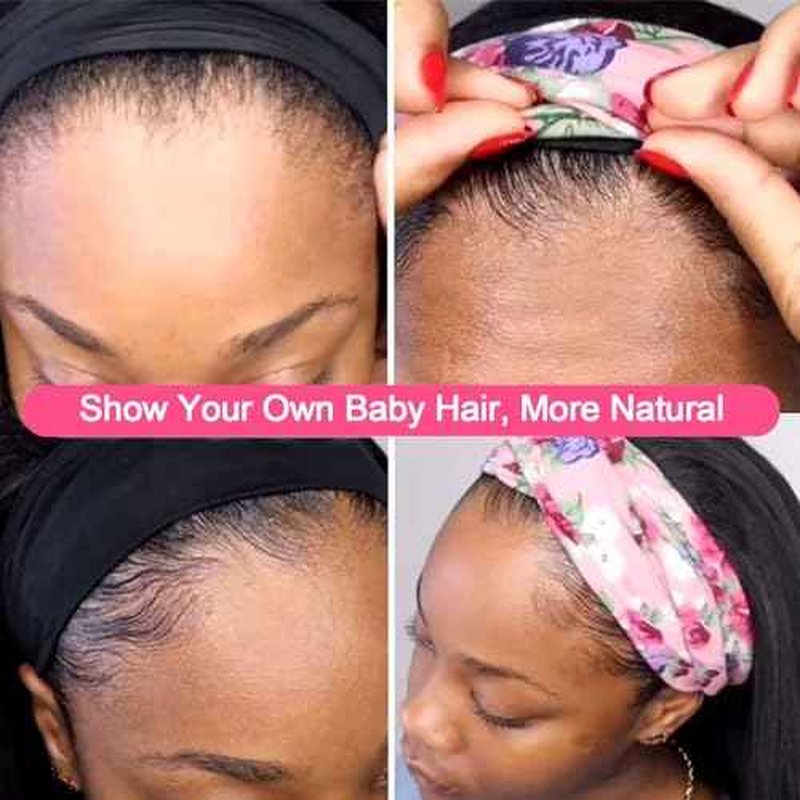 haha Water Wave Headband Wig Human Hair Curly Headband Wigs None Lace Front Wig Wet and Wavy Brazilian Virgin Human Hair Glueless Wig Easy to Wear Half Wig 150% Density 20 Inch 150% Density
