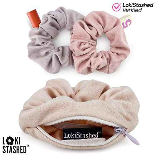 3-PACK Suede Hair Tie Scrunchies for VSCO Girls & Women, THE ORIGINAL HIDDEN POCKET SCRUNCHIE with Zipper Pocket Storage, Accessories, Small Items, Keys, Money (Pastel)