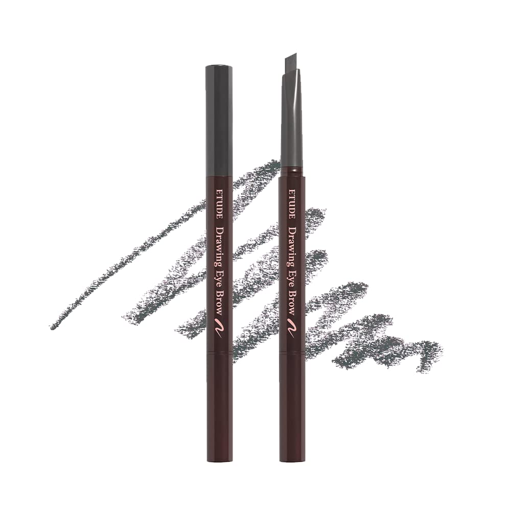 ETUDE Drawing Eye Brow, Eyebrow Pencil, Microblading, Long Lasting, Soft Textured Natural Daily Look, Korean Makeup, Beauty, Dark Gray (0.008 Ounce)