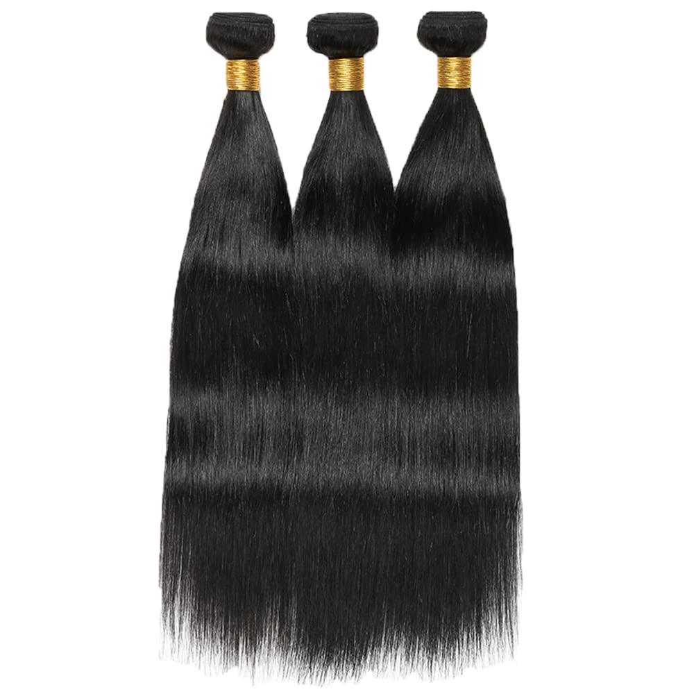 18 20 22 inch Straight Human Hair Bundles Brazilian Straight 3 Bundles Unprocessed Virgin Brazilian Remy Human Hair Natural Black Straight Weave Human Hair Bundles
