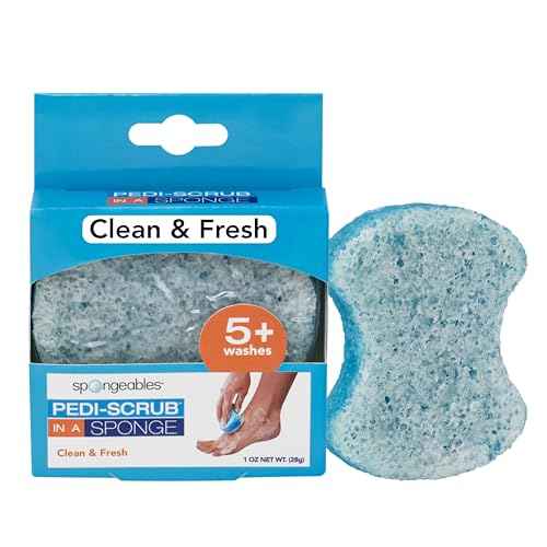 Spongables Pedi Scrub Foot Exfoliating 5+ Wash Travel Sponge, Clean & Fresh, 1 Count