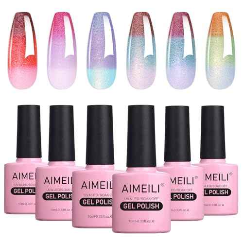AIMEILI Chameleon Gel Nail Polish Hema Free Color Changing Nail Polish Gel U V Gel Polish Manicure Kit Set Of 6pcs X 10ml - Kit Set 66